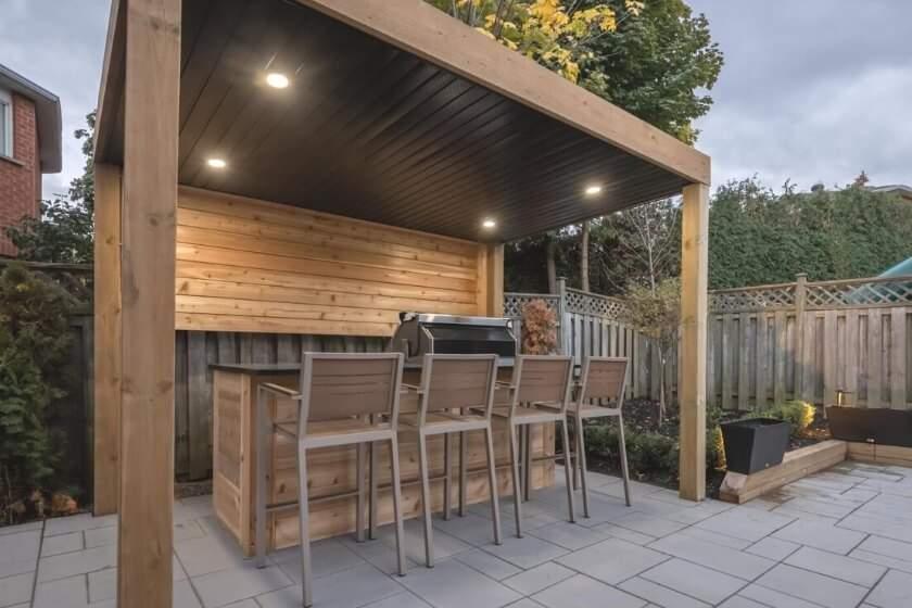 backyard barbecue decor with chair and table