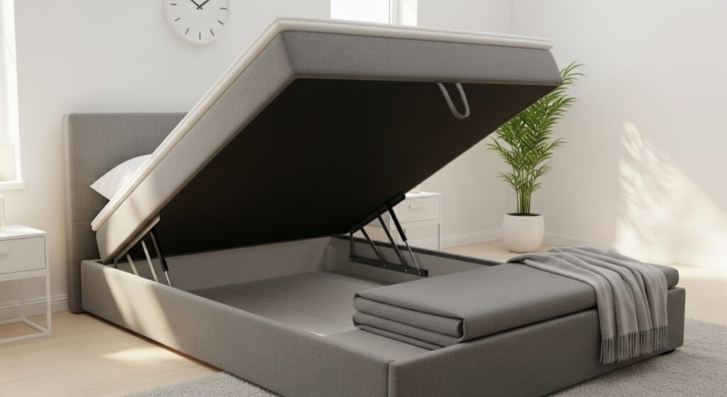 ottoman lift bed storage space underneath